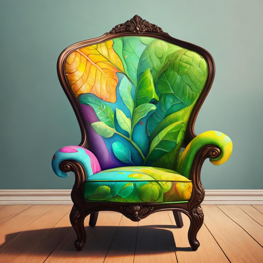 Colourful chair ,frog design,a by @ai_generated