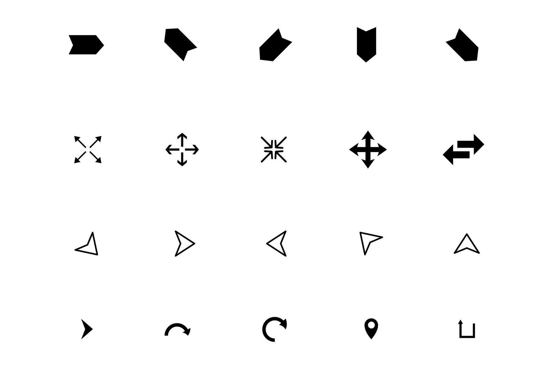 Black vector arrow icon collection illustration Stock Free