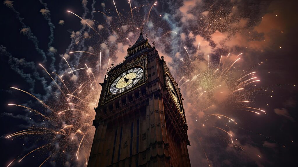 Holiday Fireworks in London. Illustration Stock Free