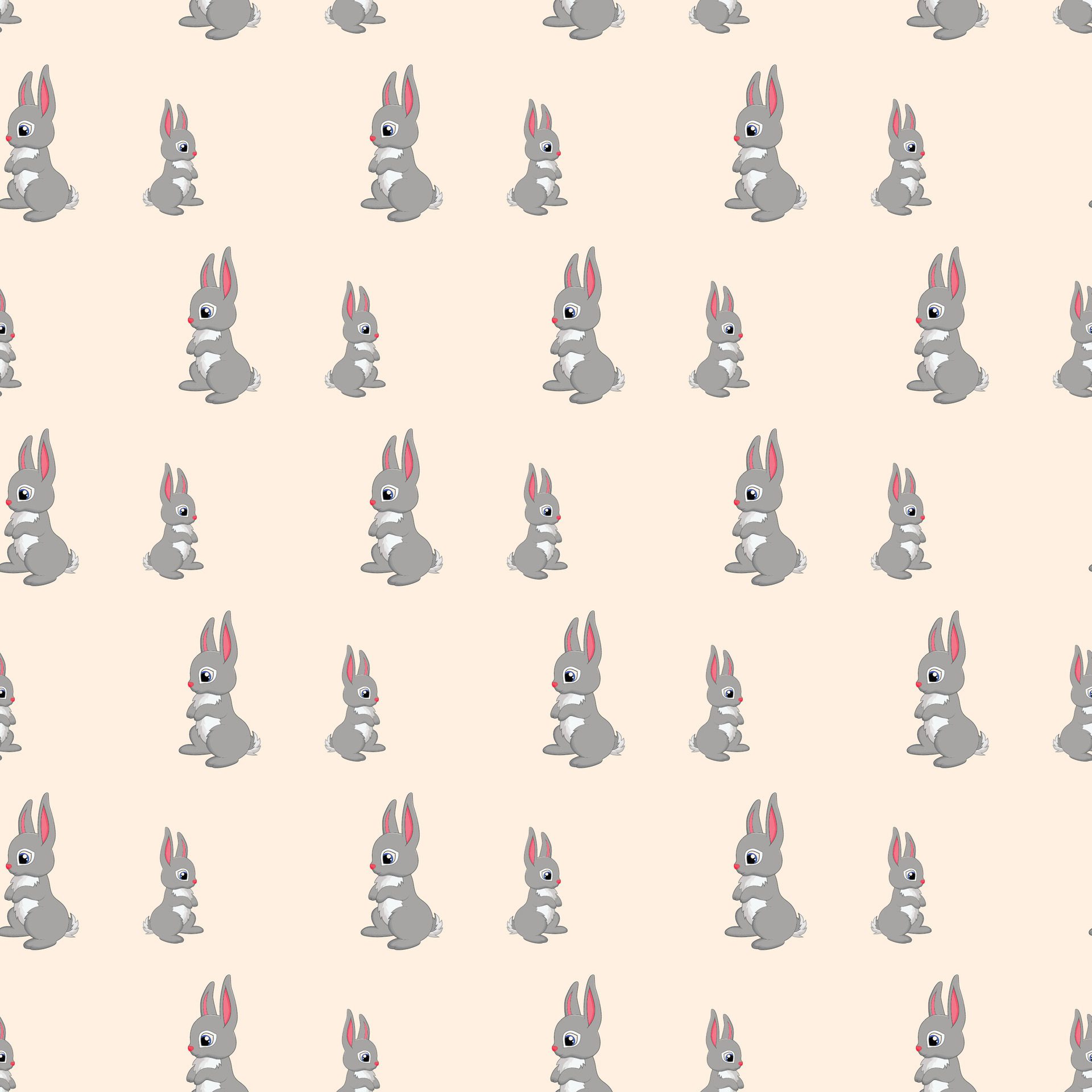 Cute Bunnies Seamless Pattern Design Free Vector