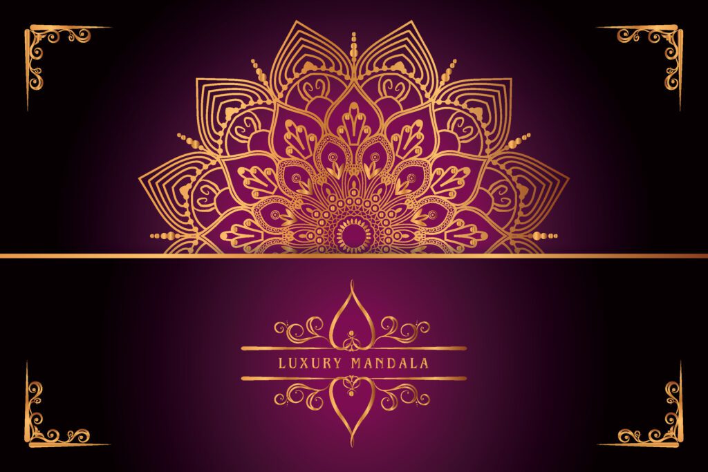 golden mandala design with gradients background Free Vector