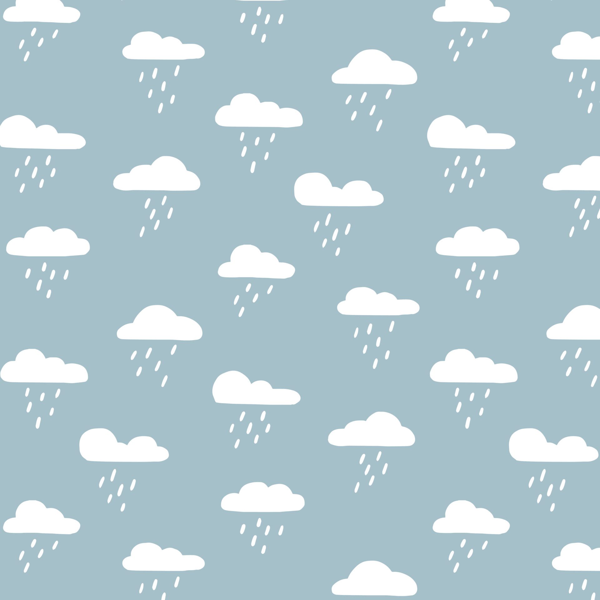 Hand drawn vector illustration of cloud rain drops pattern. Free Vector