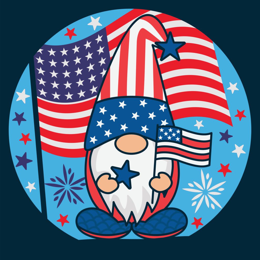 4th of July Gnome Patriotic Background Free Vector