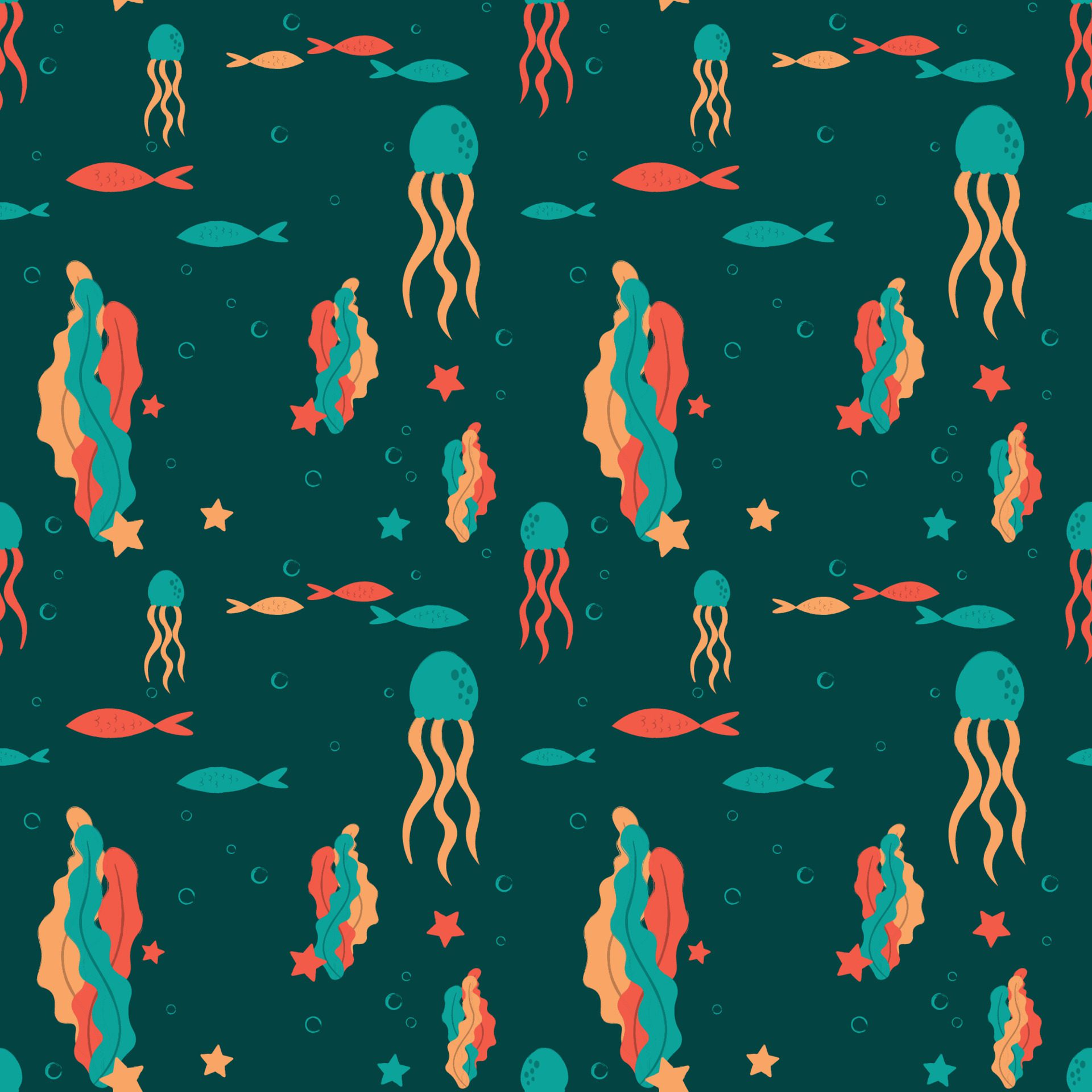 Hand drawn world oceans day seamless pattern. Free Vector