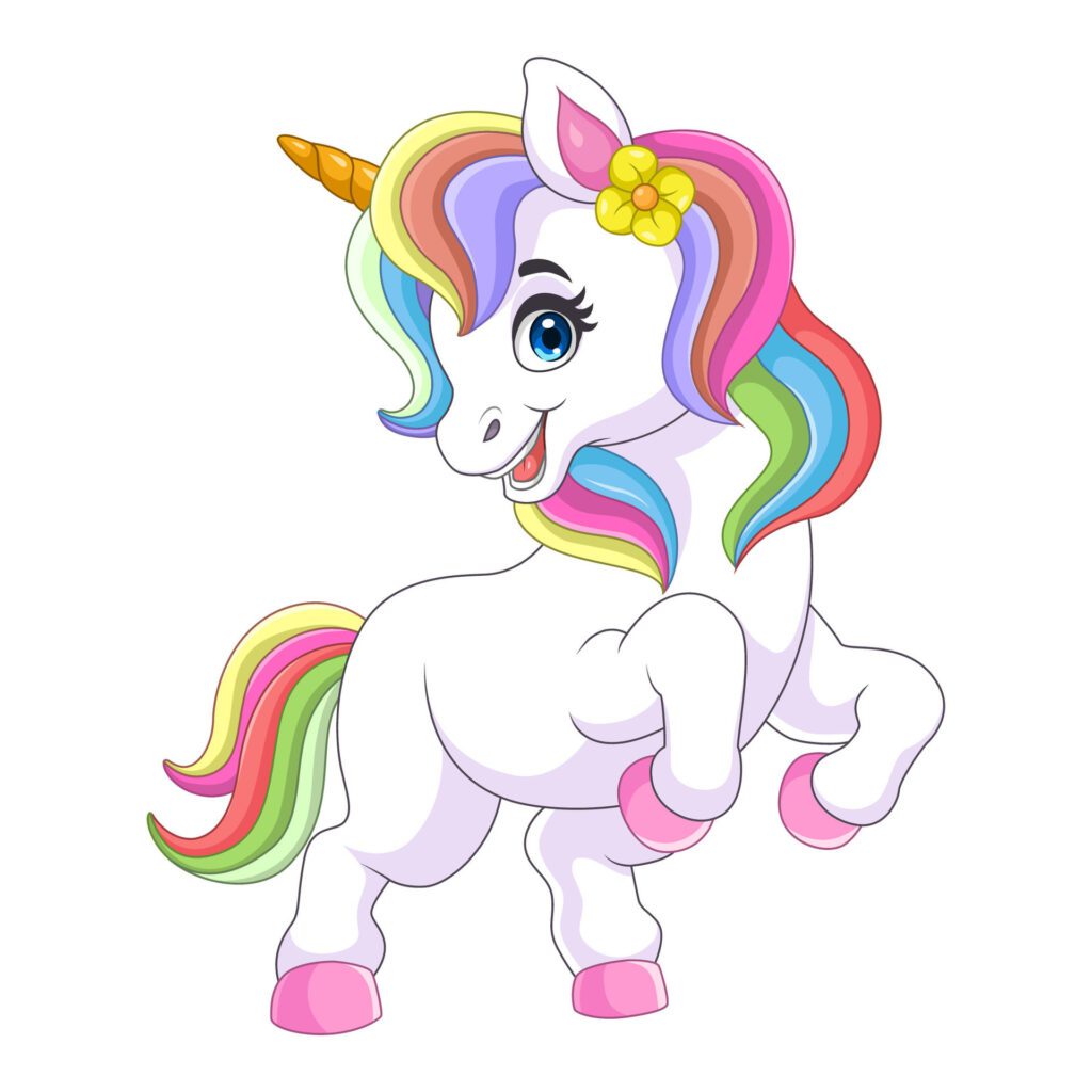 Cartoon rainbow horse isolated on white background Free Vector