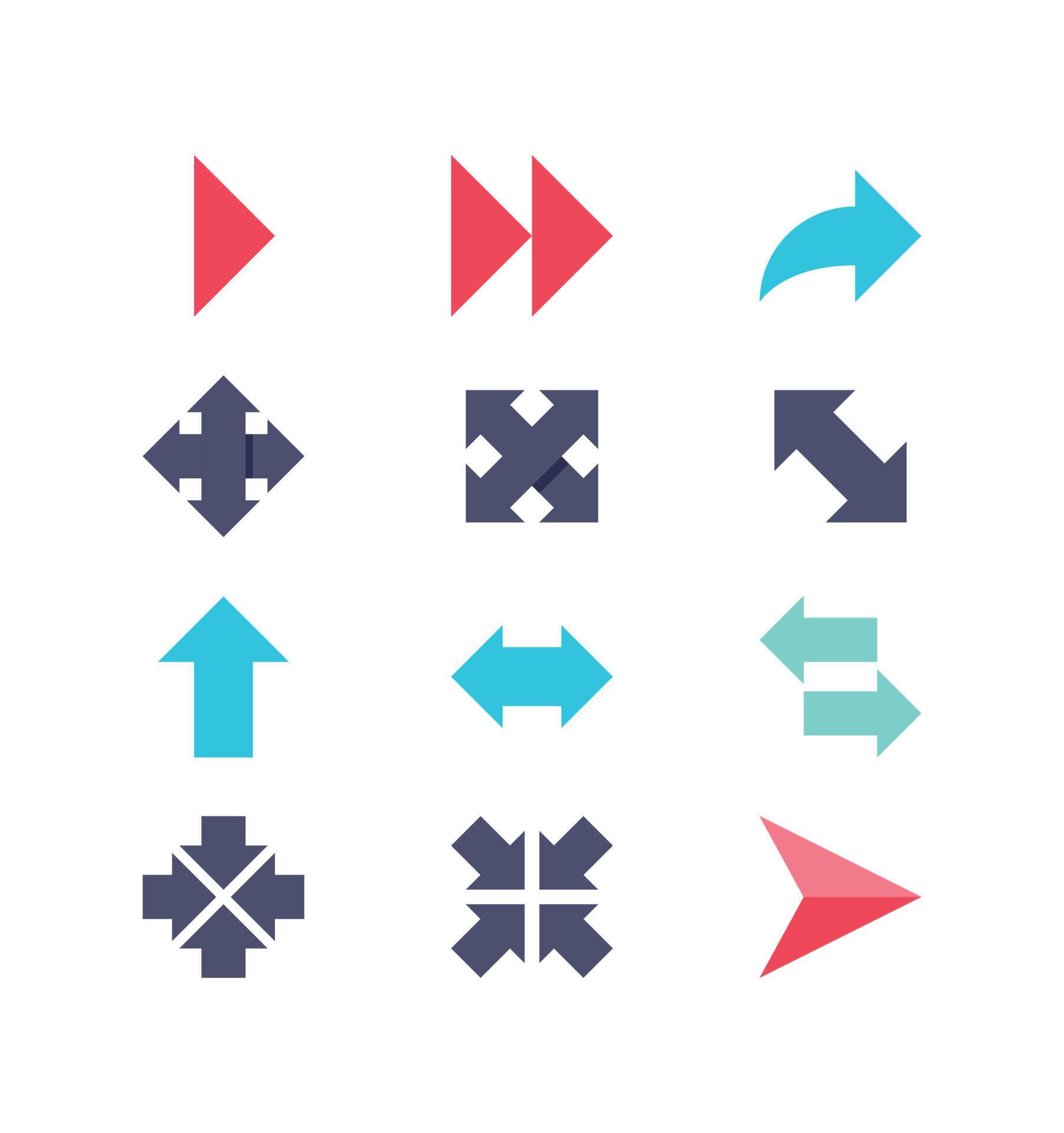 Flat modern arrows with multiple colors Stock Free