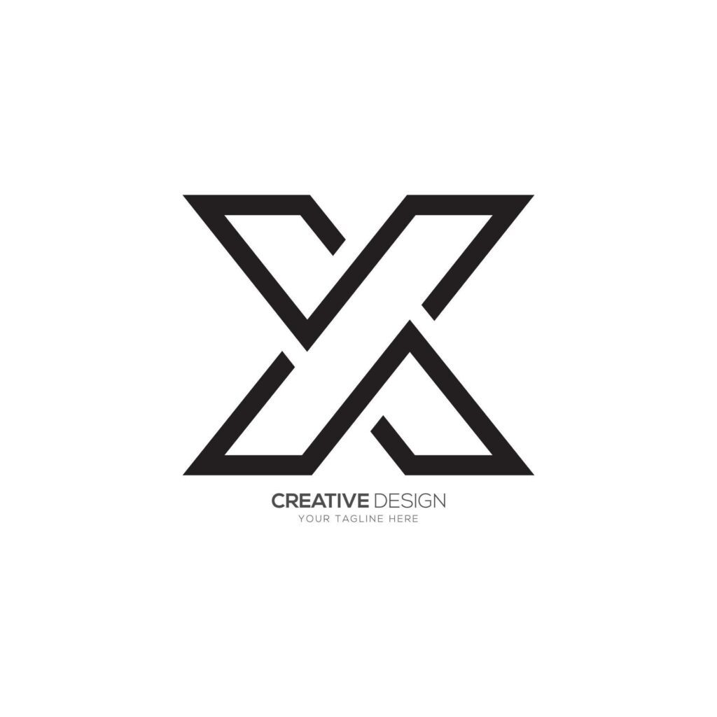 X letter modern minimalist line art unique shape monogram logo Stock Free