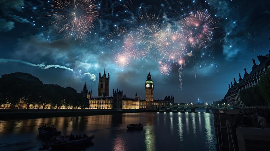 Holiday Fireworks in London. Illustration Stock Free