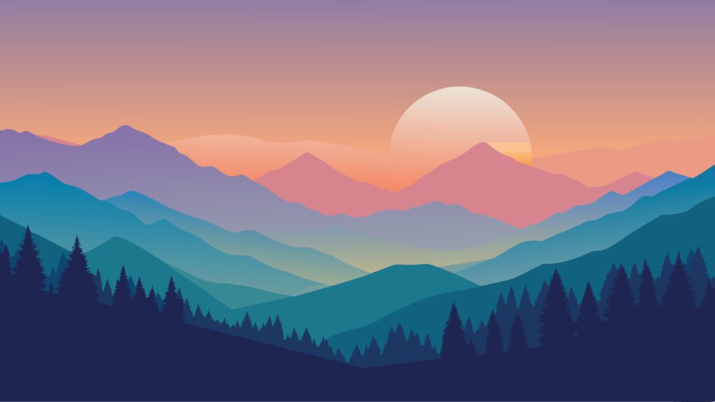 Foggy summer sunrise in the Carpathian mountains. Colorful morning scene in the mountain valley shape Beauty of nature concept background Free Vector