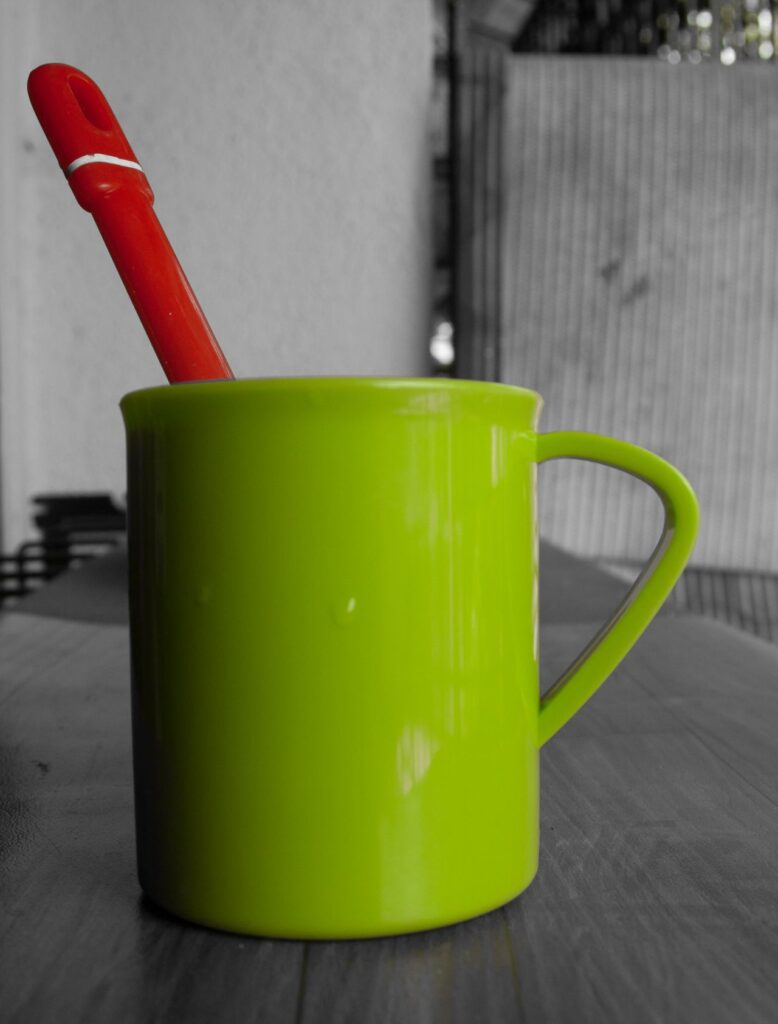 Green Cup Spoon Red Stock Free