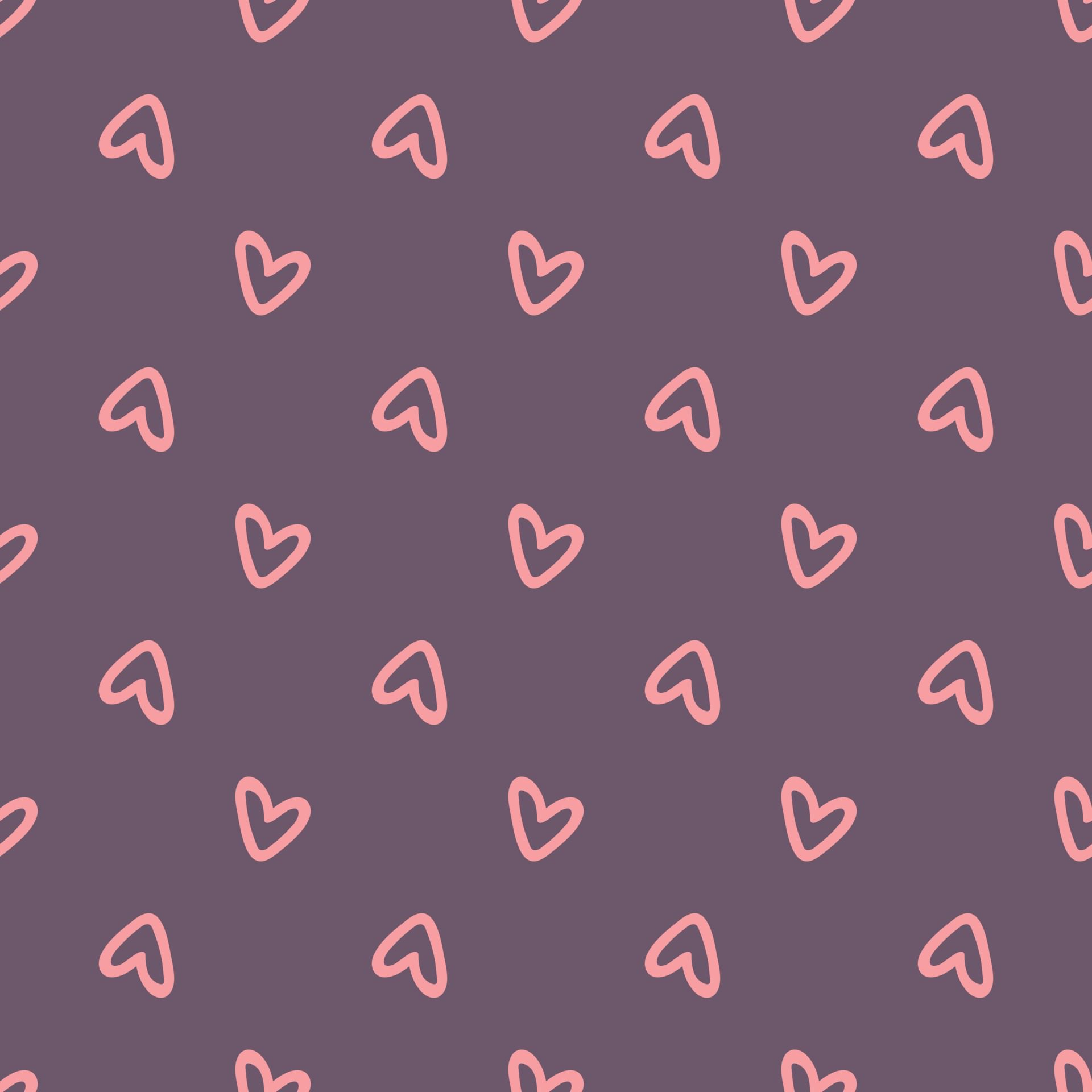 Pink hearts on purple background seamless pattern. design for Valentines Day. vector illustration Free Vector