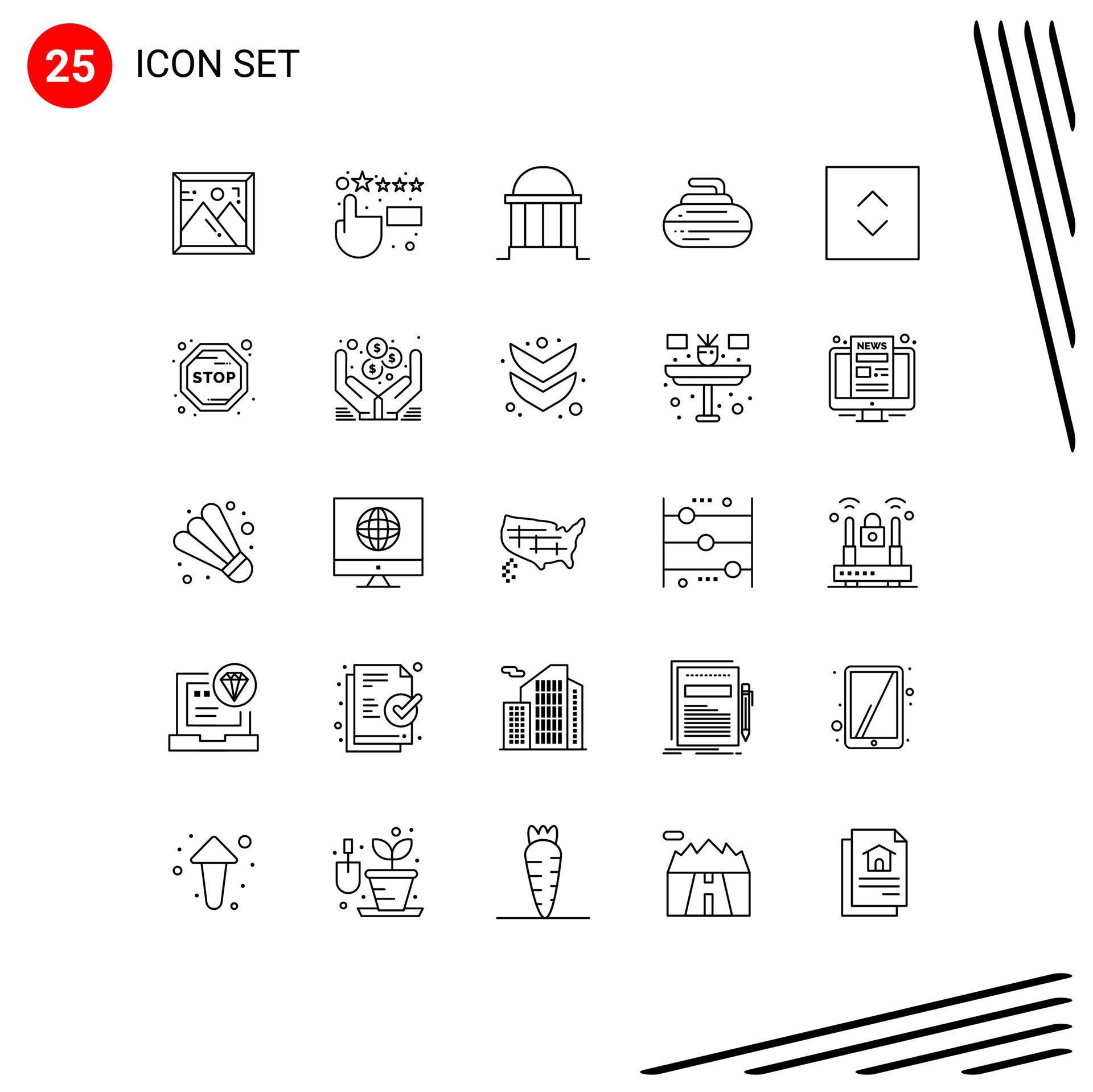 Set of 25 Modern UI Icons Symbols Signs for square arrows building sport curling Editable Vector Design Elements Stock Free