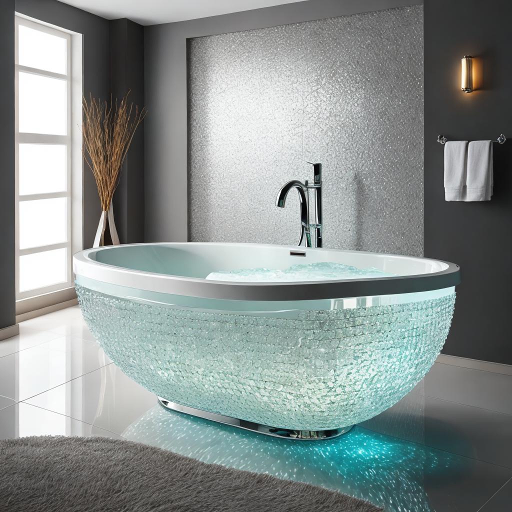 Glass diamond shining bathtub by @ai_generated