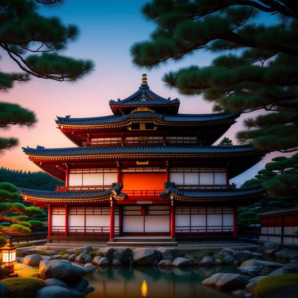 Templo japonés en el by @ai_generated