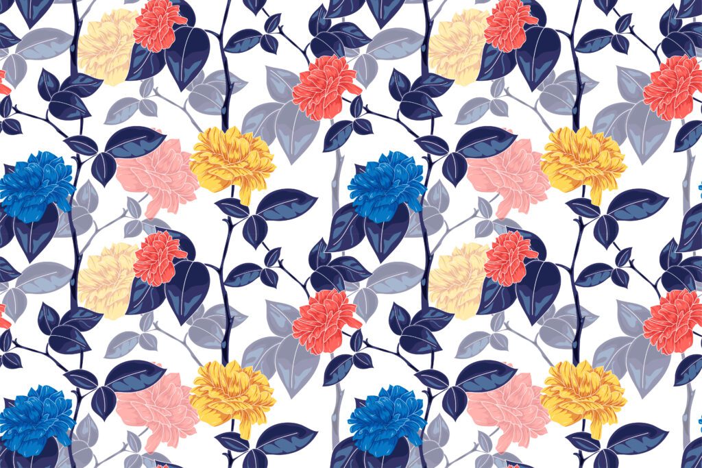 Seamless pattern of floral concept with vintage style Free Vector