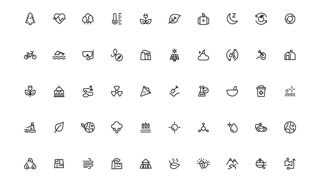 Ecology icons set. Nature icon. Eco green icons.Outline icon . Stock Free