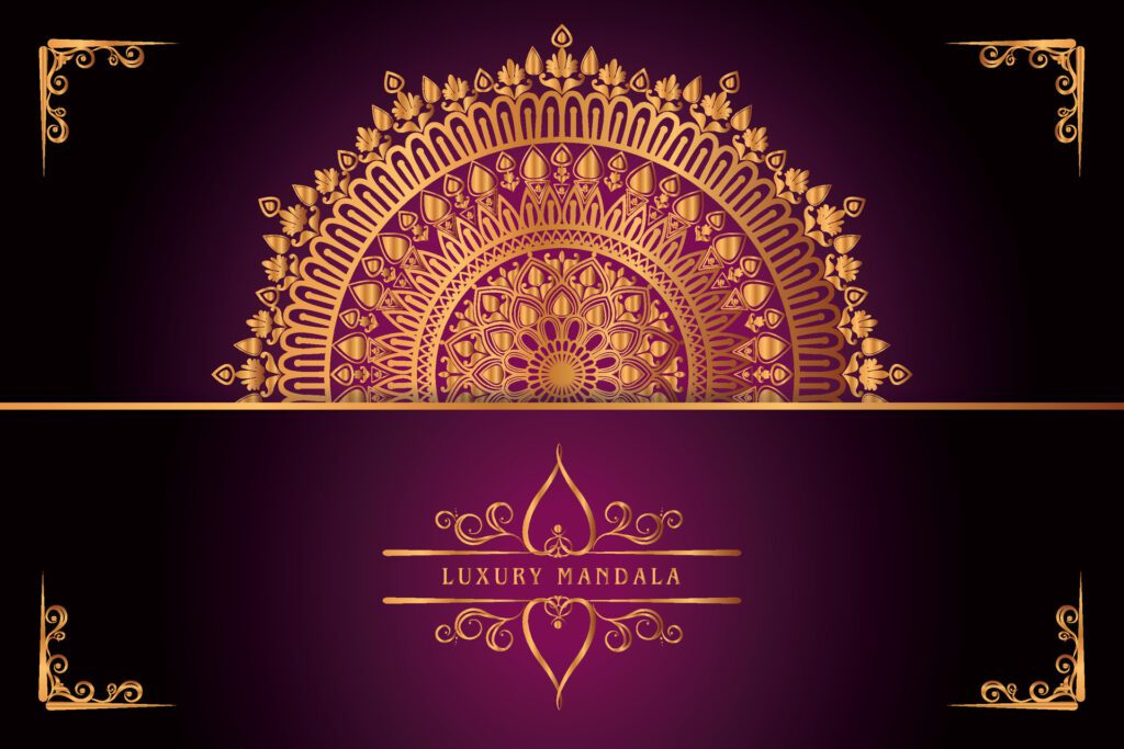 golden mandala design with gradients background Free Vector