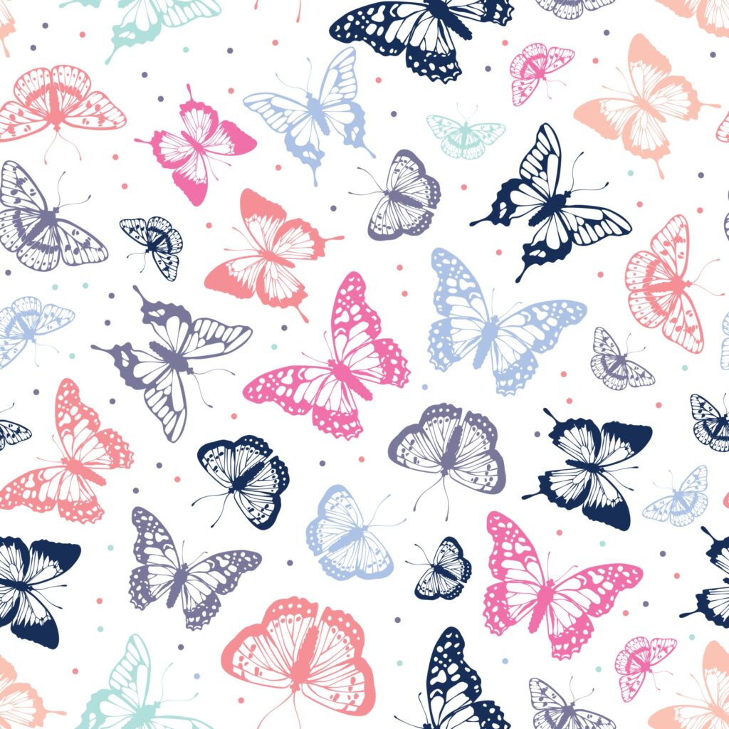 Vector butterflies pattern. Abstract seamless background. Free Vector