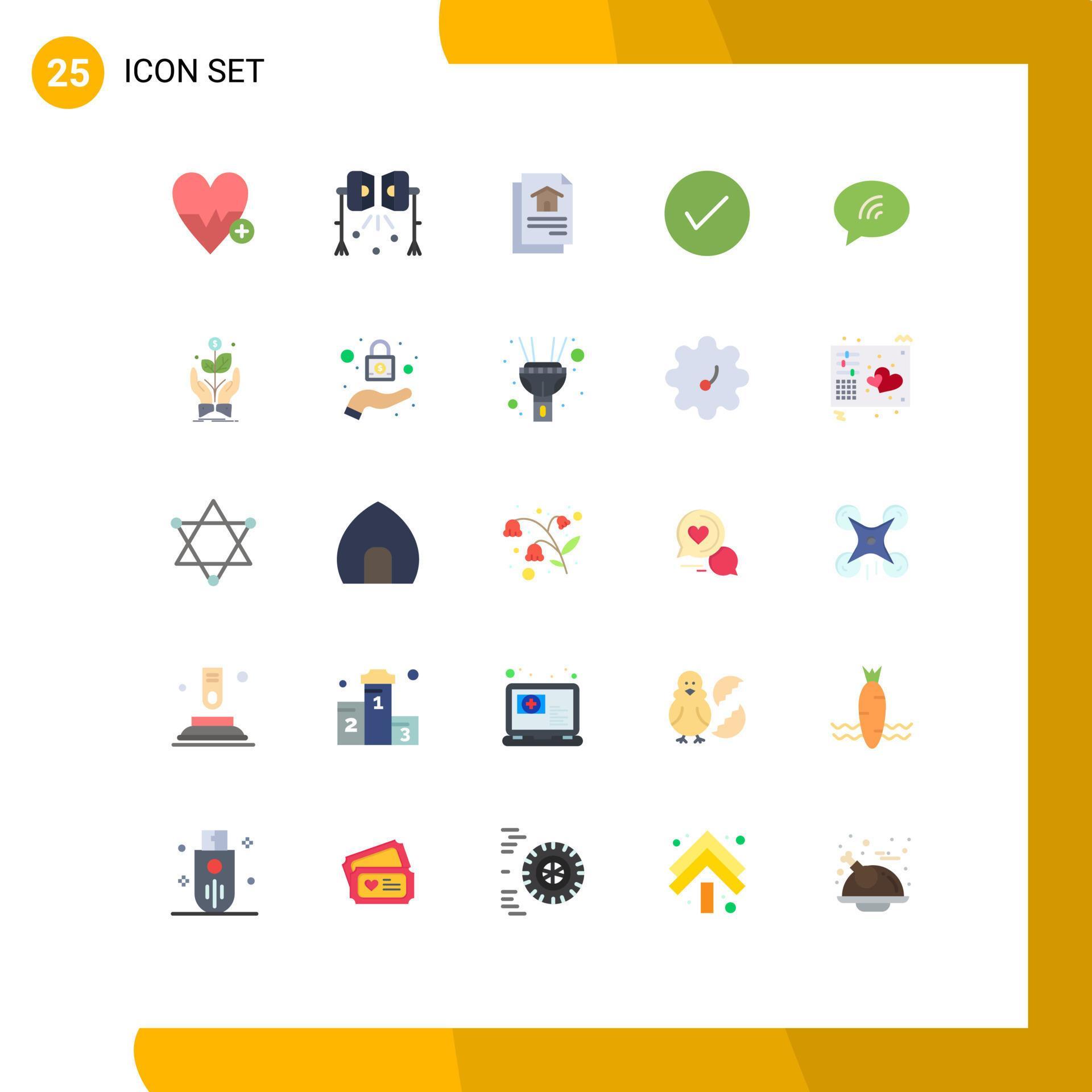 25 Creative Icons Modern Signs and Symbols of message okay studio lights check arrow Editable Vector Design Elements Stock Free