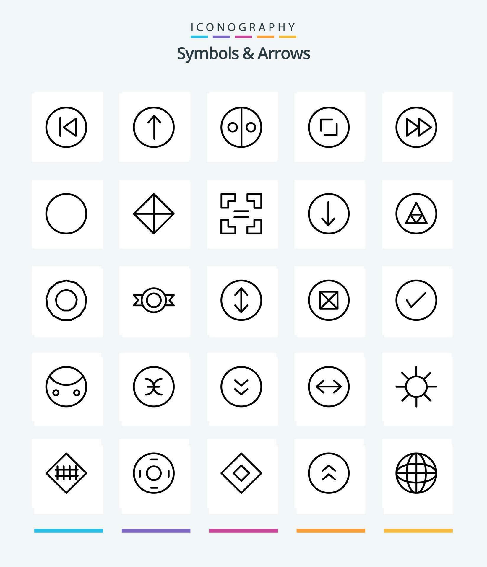 Creative Symbols Arrows 25 OutLine icon pack Such As arrow right. zoom. equality. enlarge. arrows Stock Free