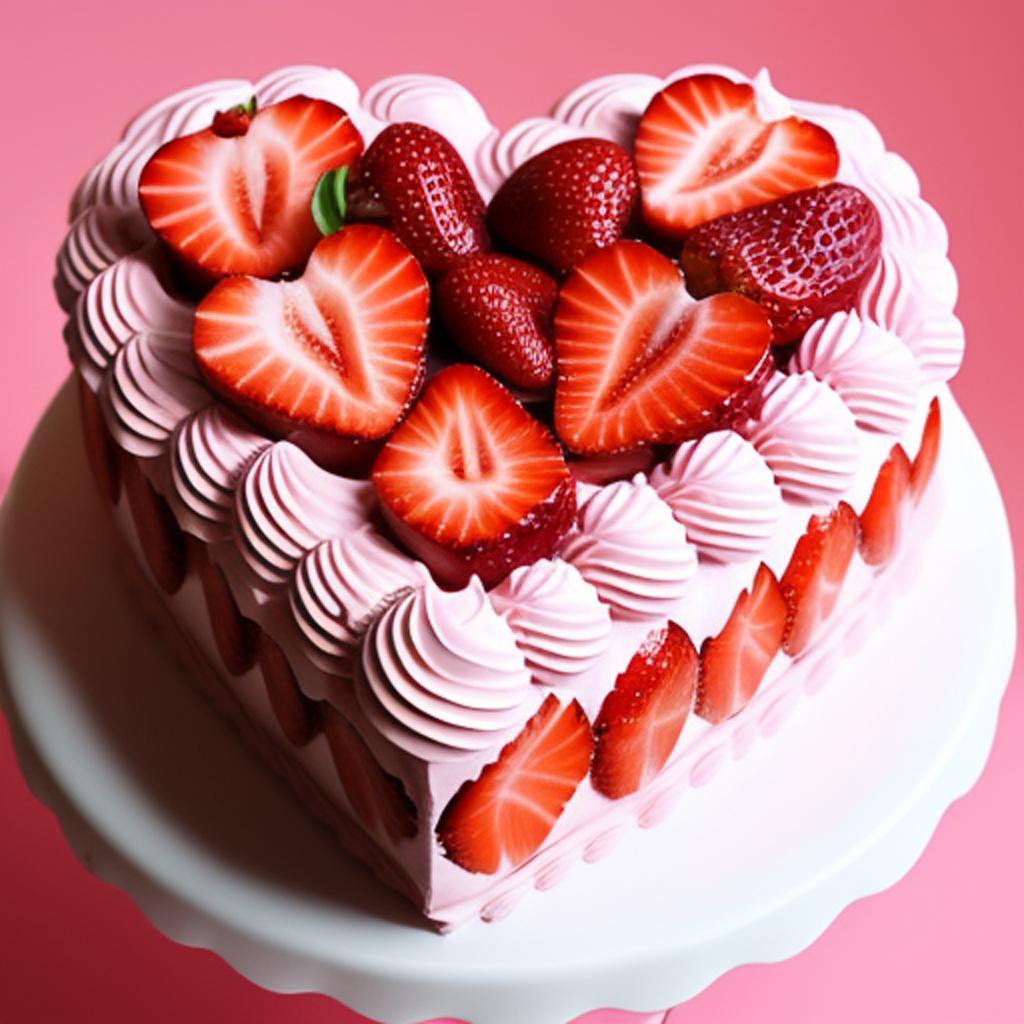 Strawberry cake, pink, red, by @ai_generated