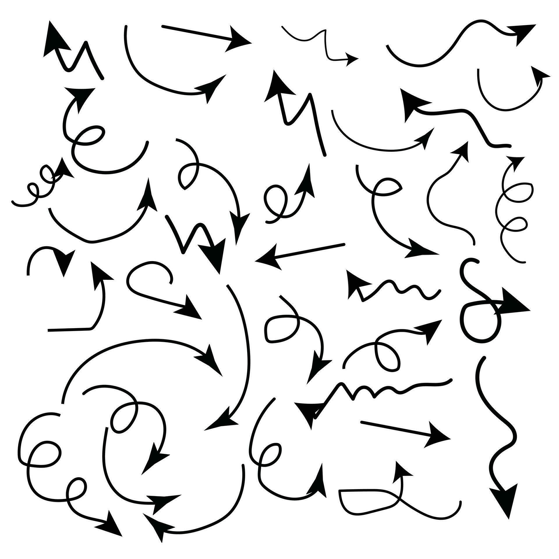 Doodle arrow set, collection of hand drawn elements Stock Free