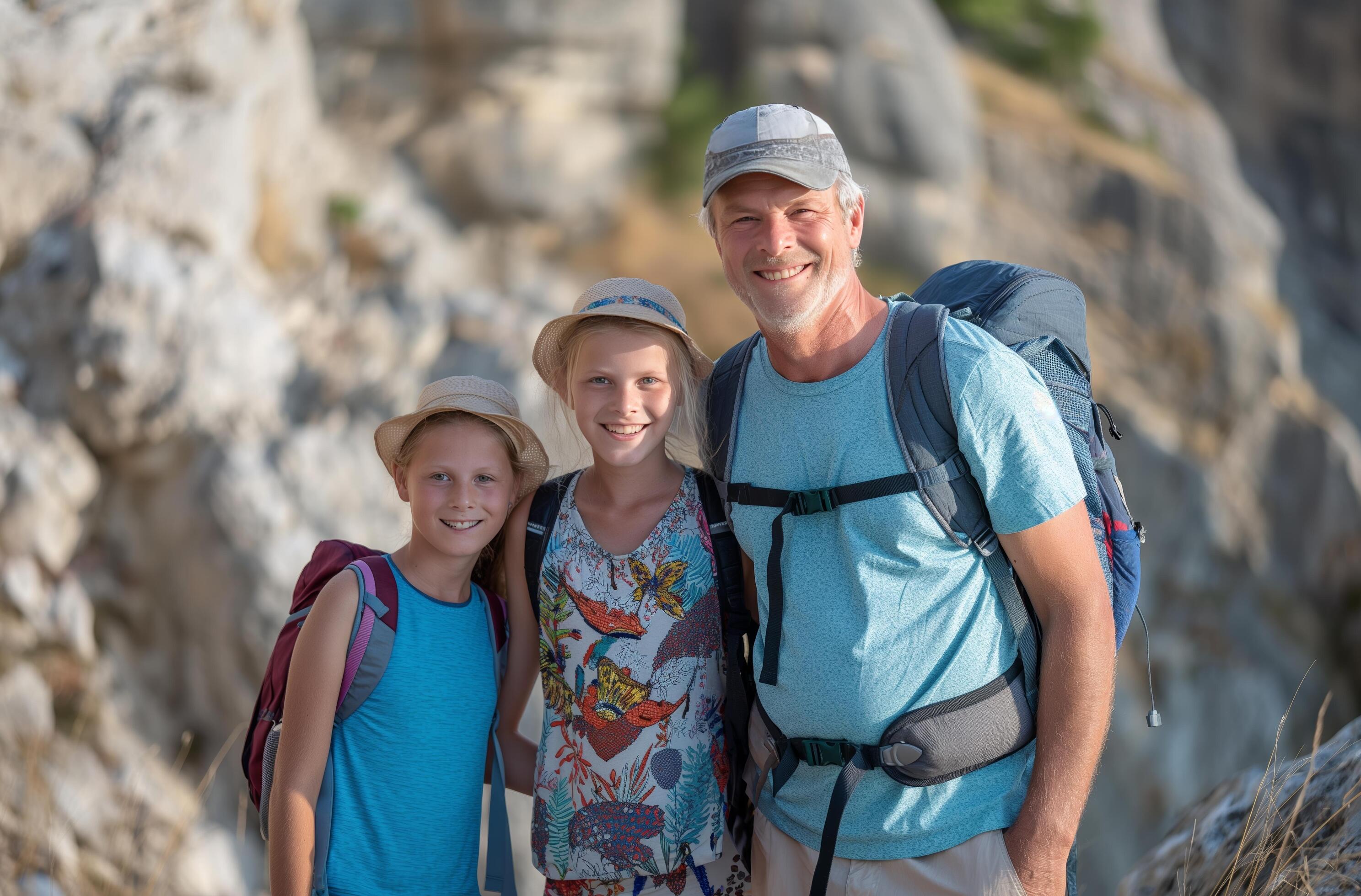 AI generated Family mountain hiking trip Stock Free