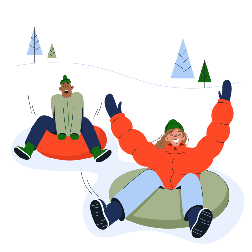 Snow, tubing, snow tubing illustration