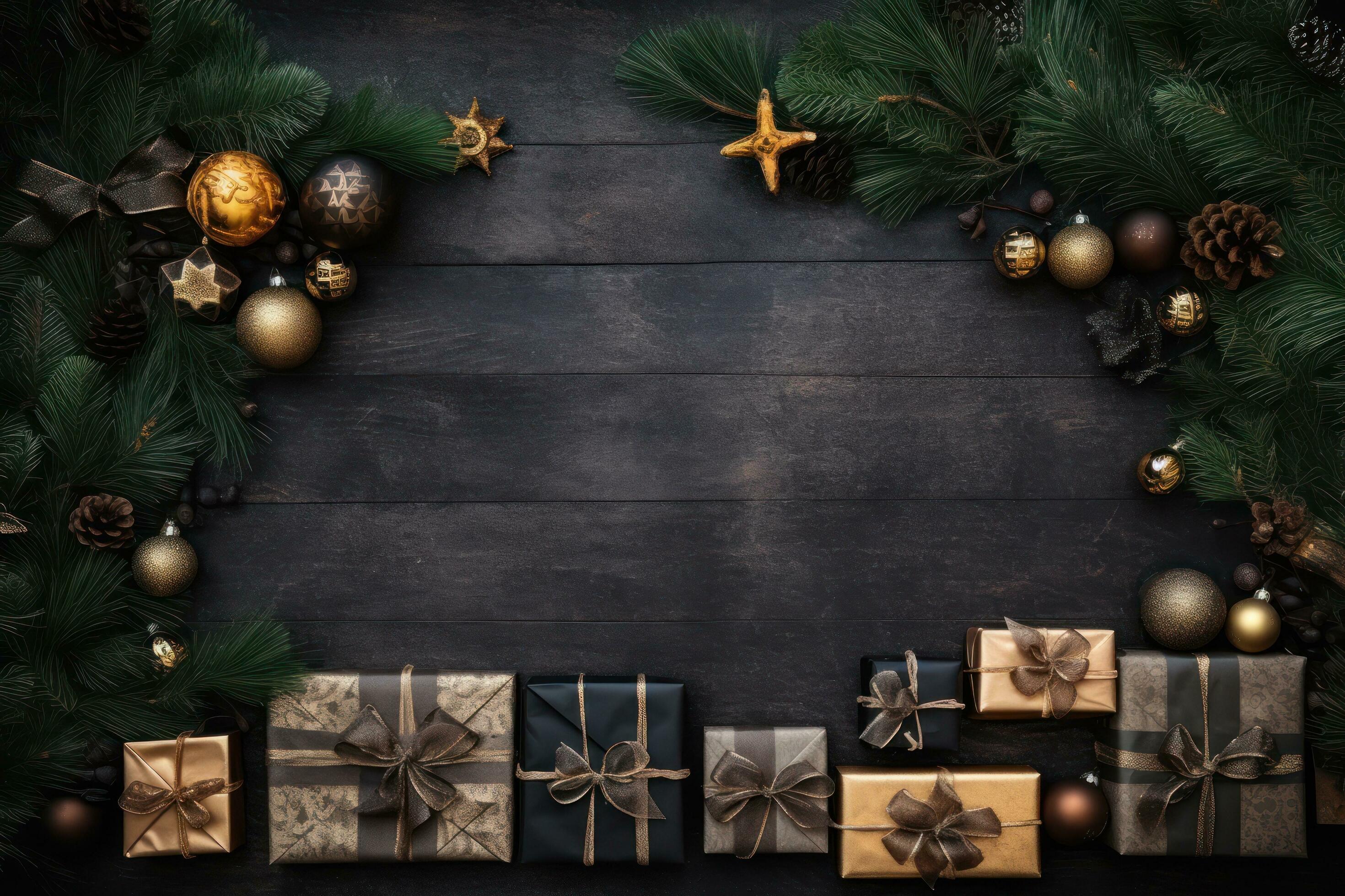 Christmas wooden background Stock Free