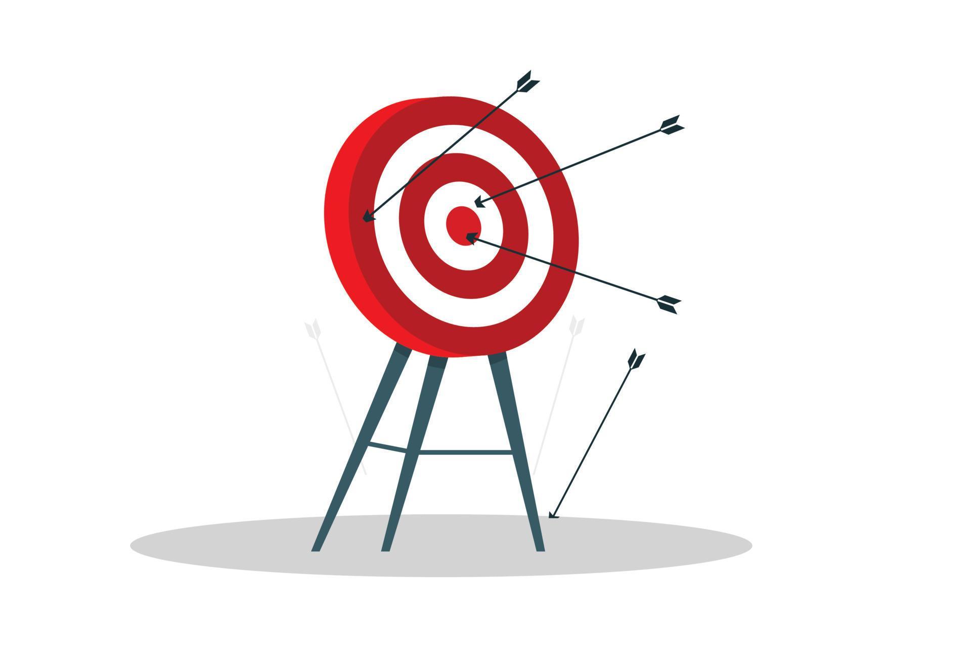 Red archery target stands with arrow achieving business and work goal concept Stock Free