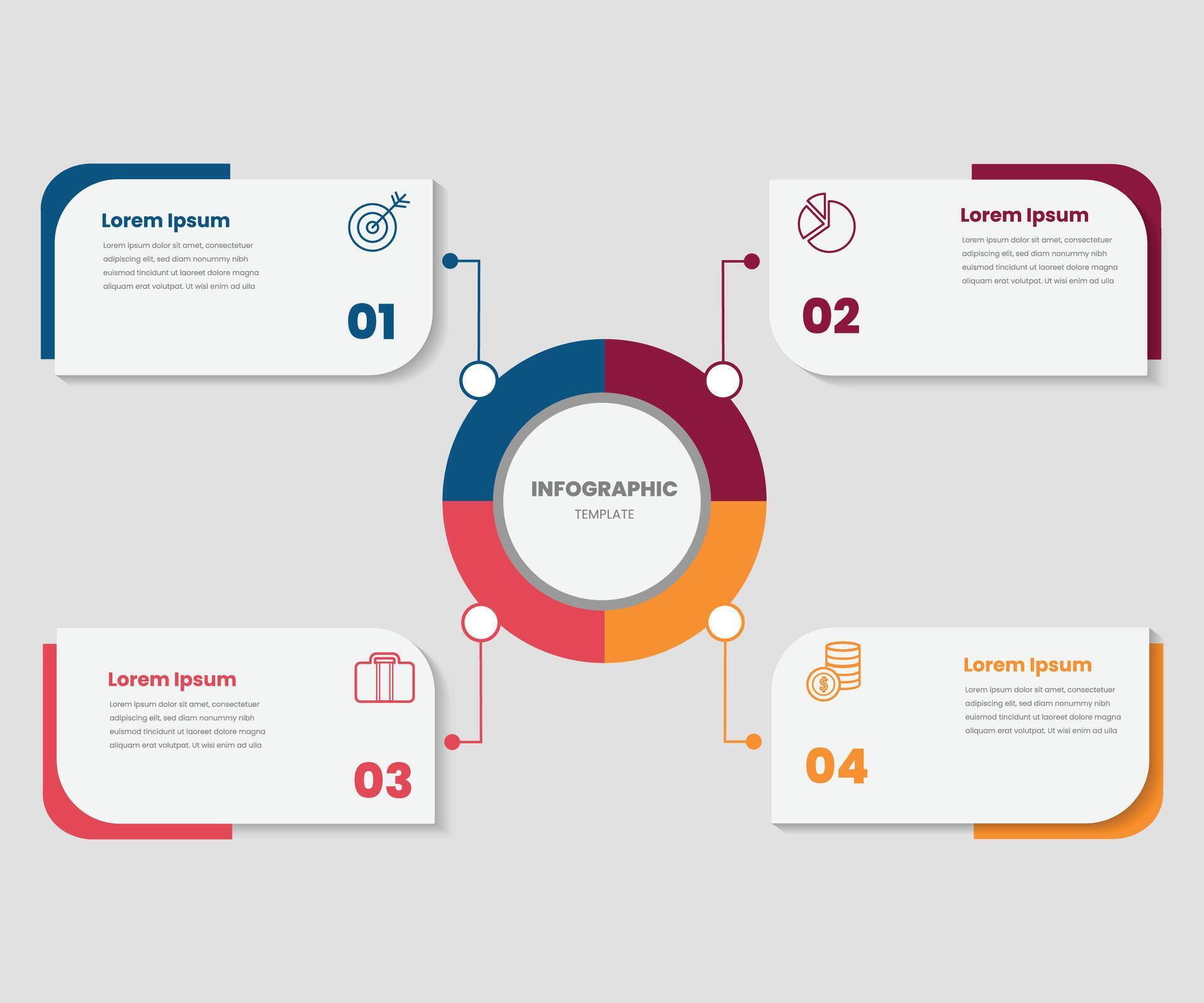 Abstract arrows of graph, diagram with 4 steps, options, parts or processes. Vector business template for presentation free vector Stock Free