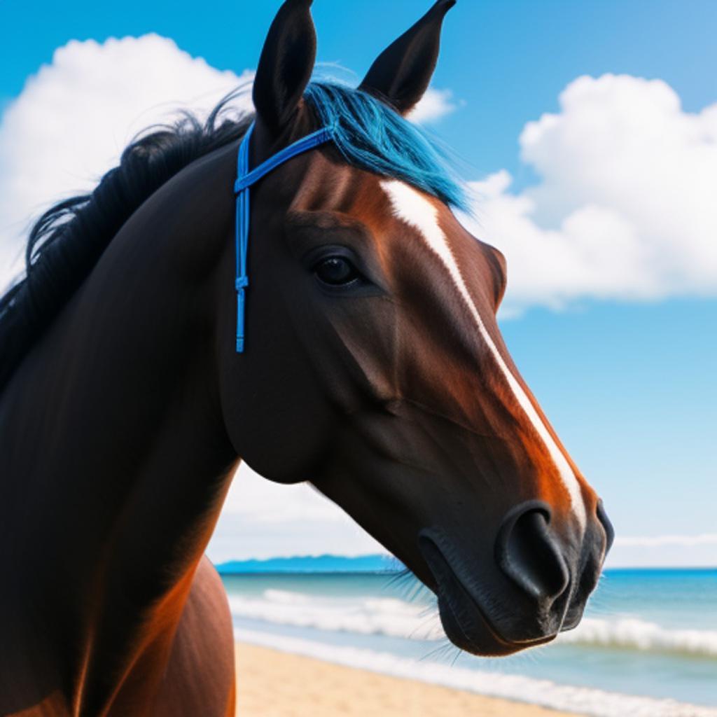 Horse in the beach by @ai_generated