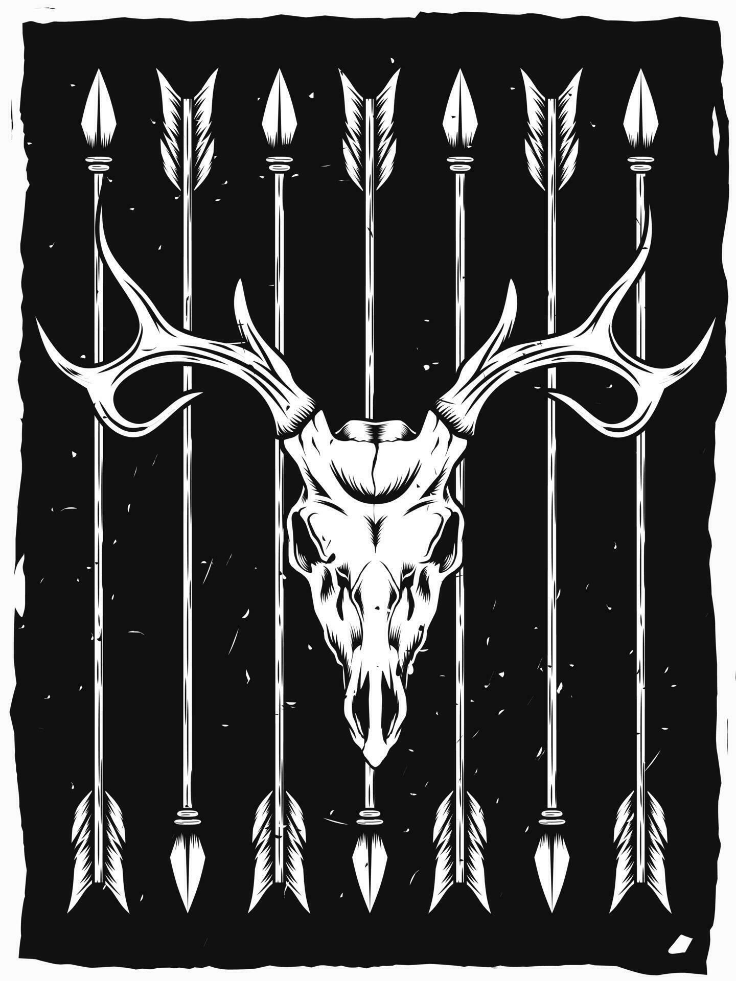 deer skull and arrows poster design Stock Free