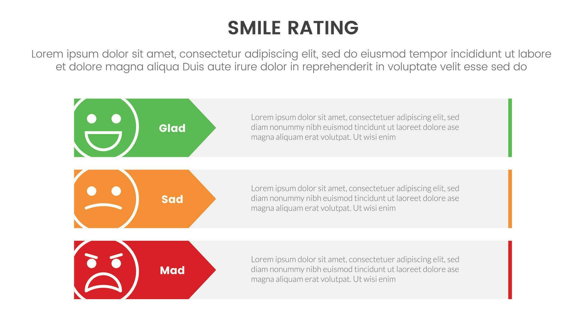 smile rating with 3 box template infographic concept with arrow right direction for slide presentation with flat icon style vector Stock Free