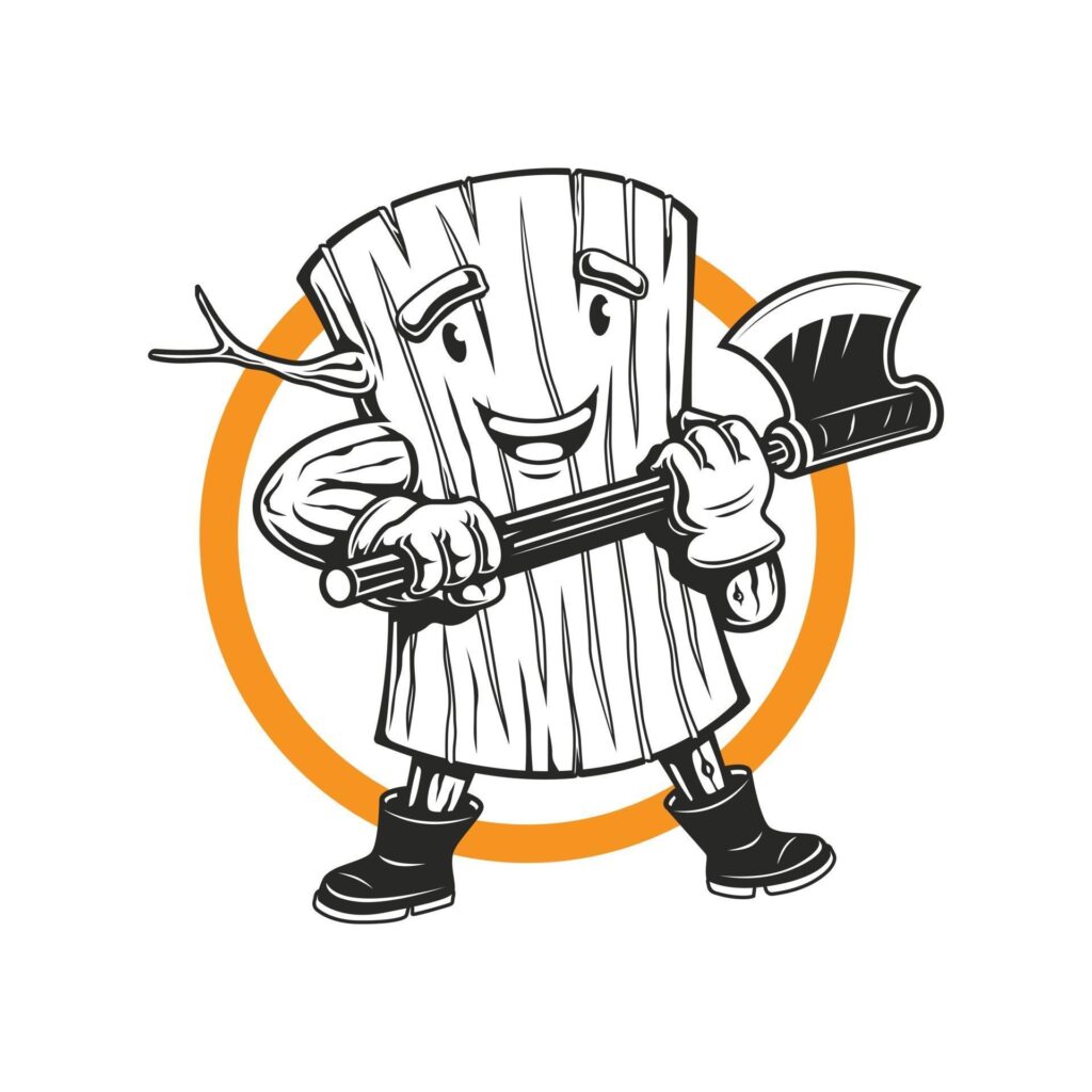 wood lumberjack mascot hold the axe mascot logo character Stock Free