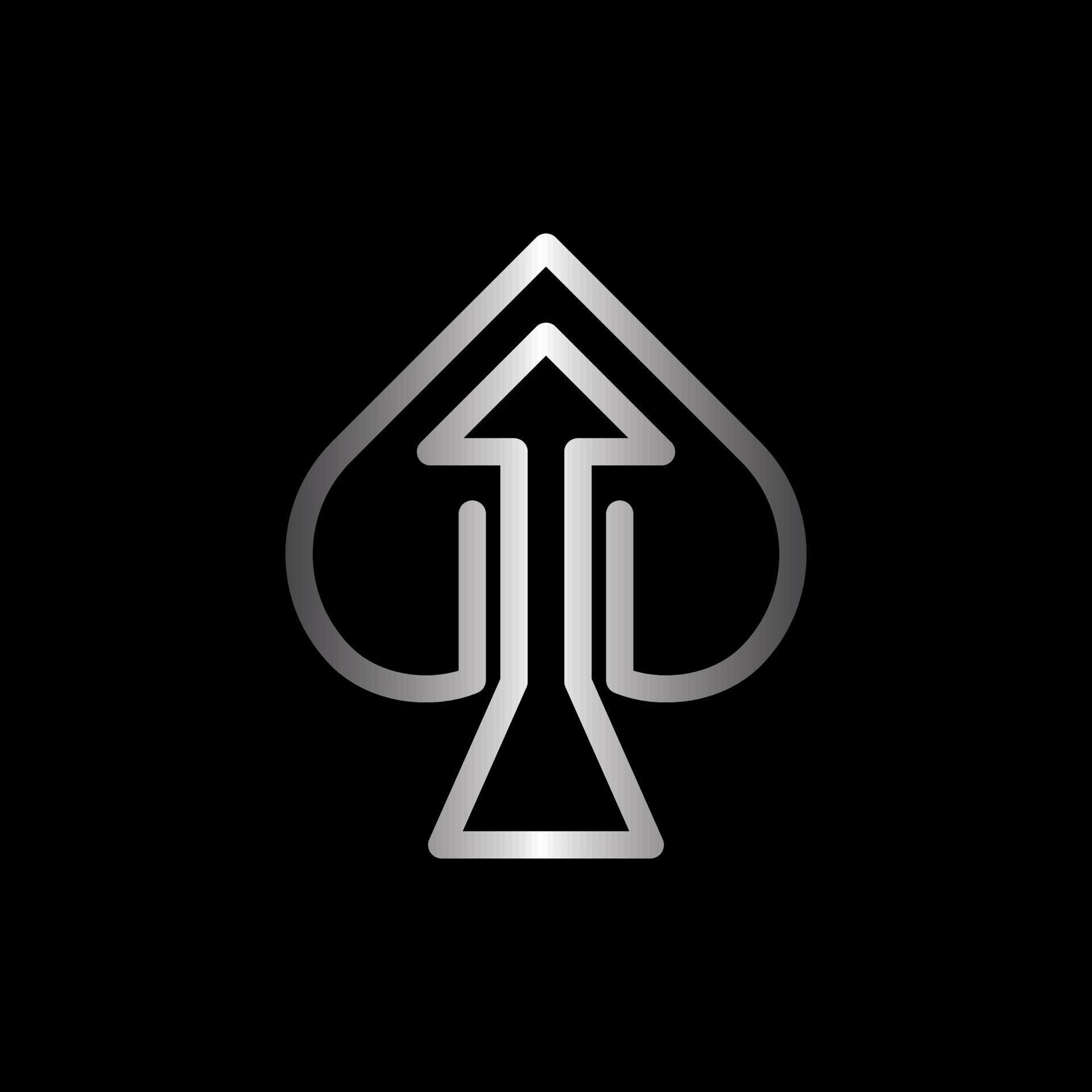 Ace of spade with arrow line modern logo Stock Free