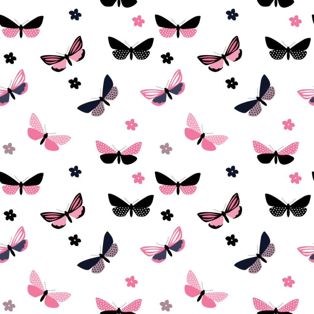 Abstract Hand Drawn Butterfly seamless pattern. Vector Illustration Free Vector