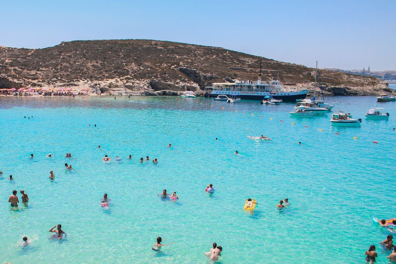 Swimming in Clear Sea at the Beach Stock Free