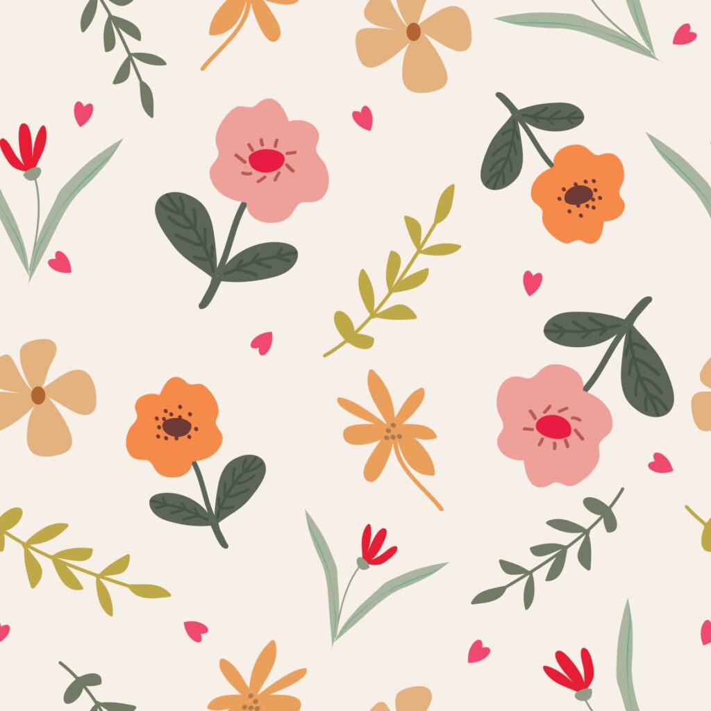 Seamless hand drawn pastel floral pattern background Free Vector