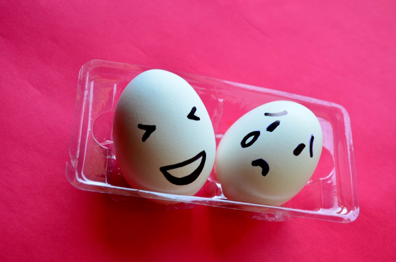 Happy Sad Smiley On Egg Stock Free