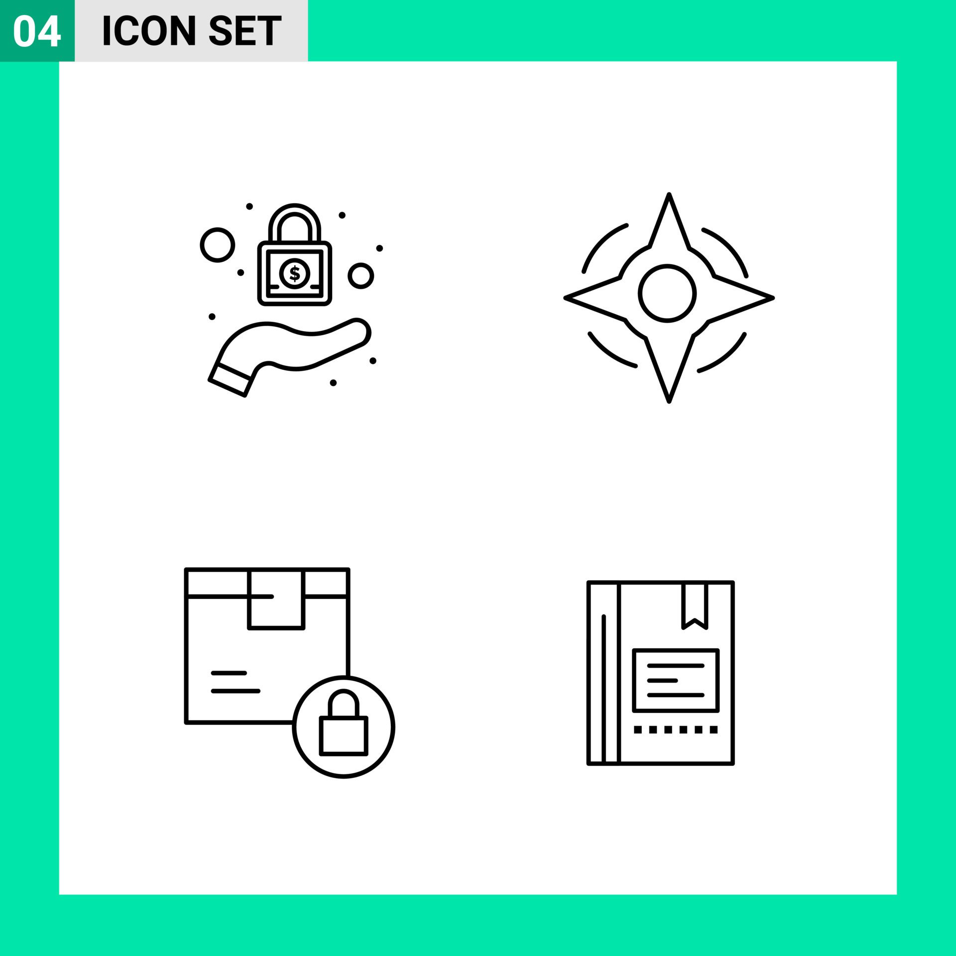 Pack of 4 Line Style Icon Set Outline Symbols for print Creative Signs Isolated on White Background 4 Icon Set Free Vector