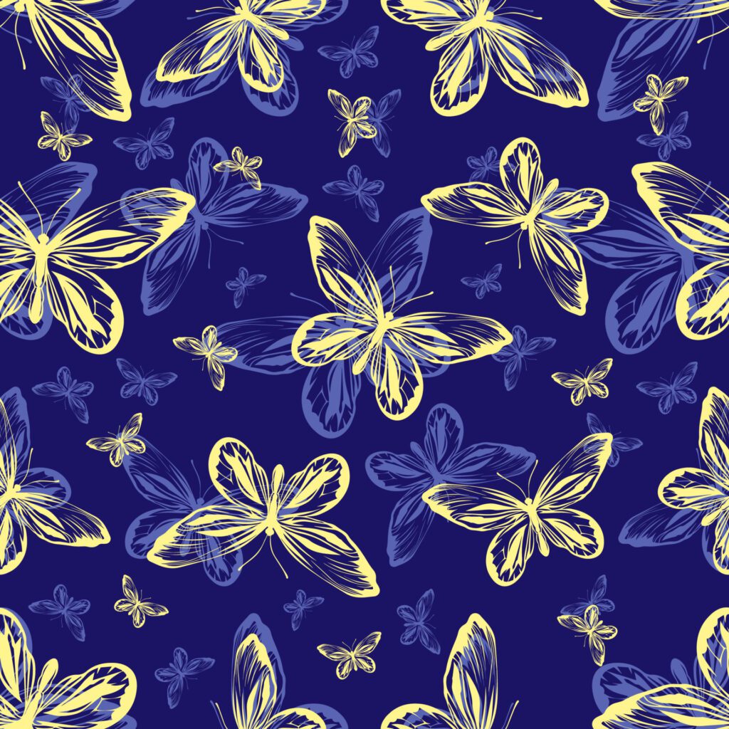 Seamless pattern with rainbow butterflies on a white background. Pattern for fabrics, wrapping paper. Free Vector