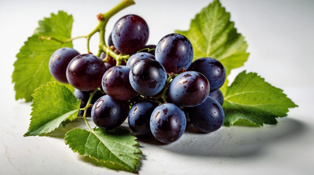 grapes with green leaves on a white absolud background Stock Free