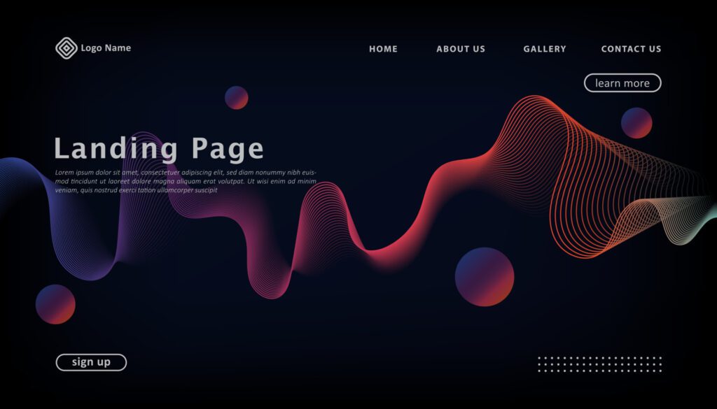 modern wavy colorful landing page template design Free Vector