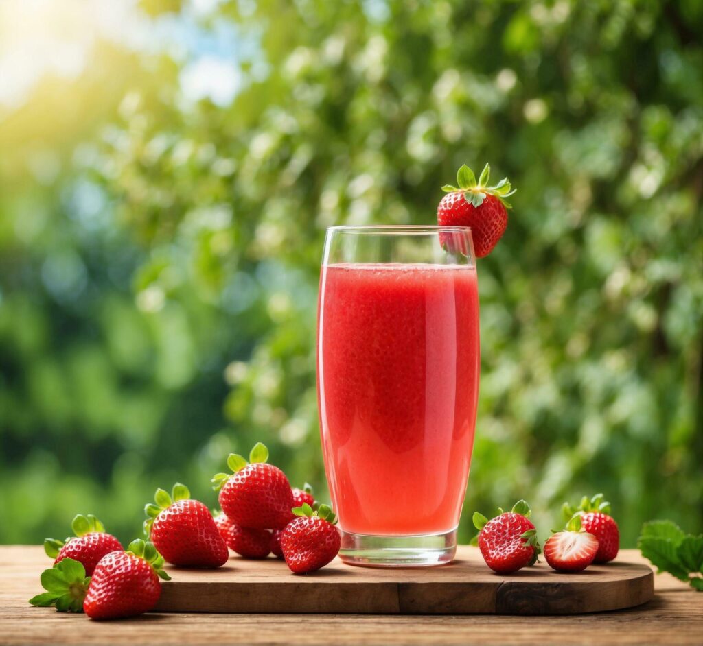 A glass of fresh juice with red currants and oranges on a wooden background Free Photo