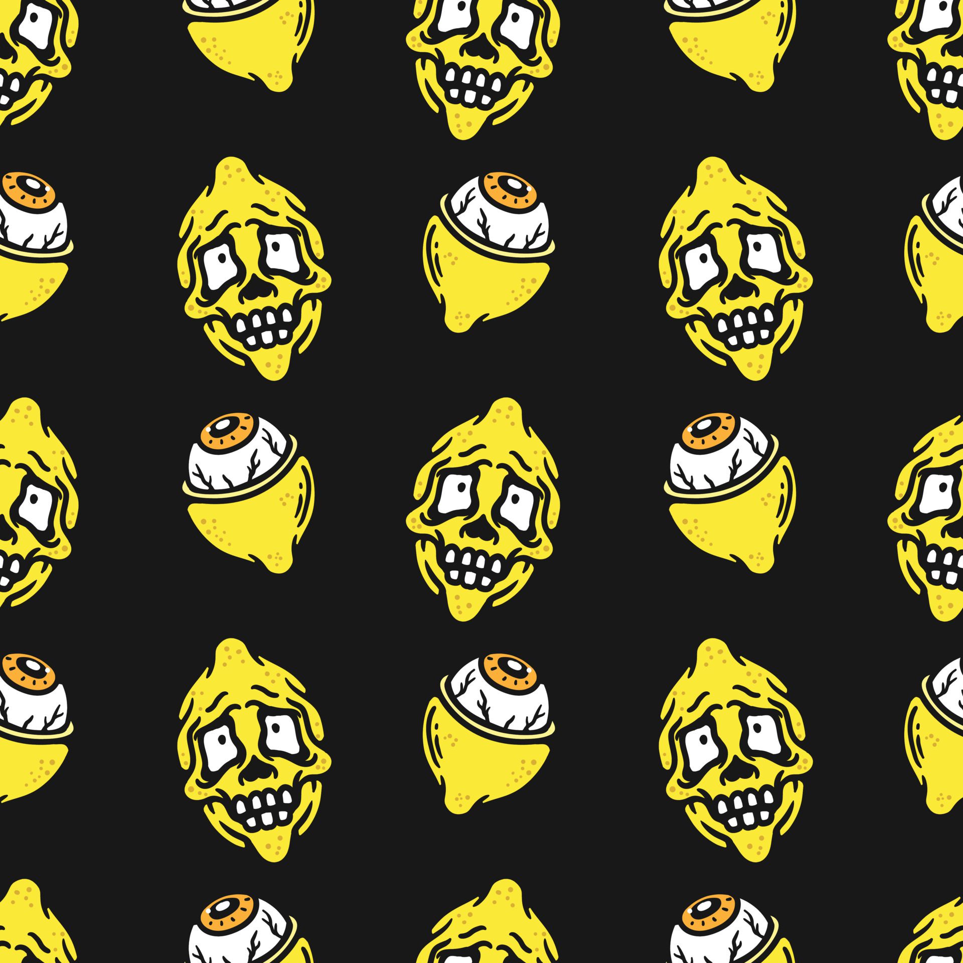 seamless pattern of horror lemon Free Vector