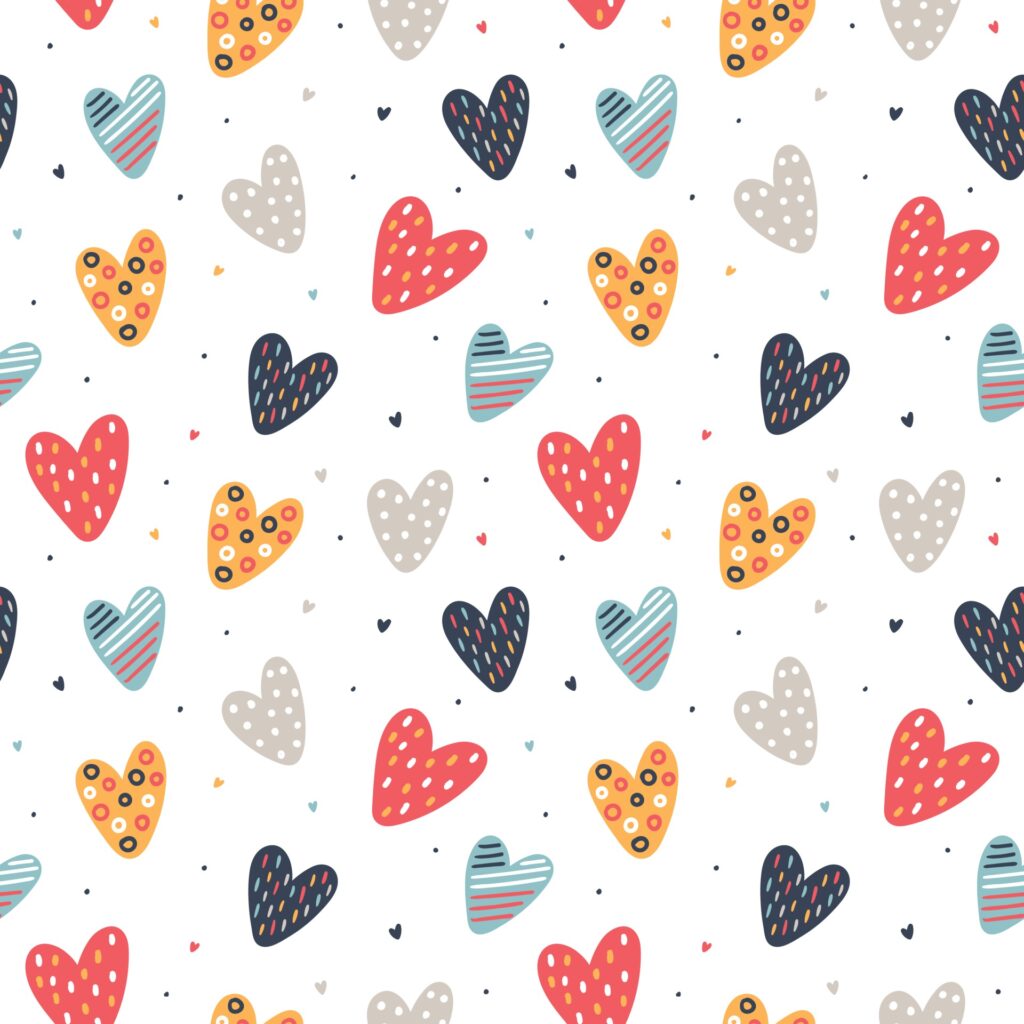 Hand drawn hearts pattern Free Vector