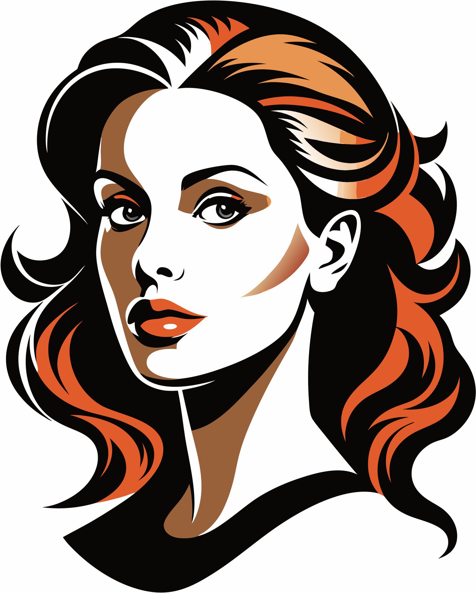 A captivating stencil of a beautiful girl. AI-generated. Free Vector