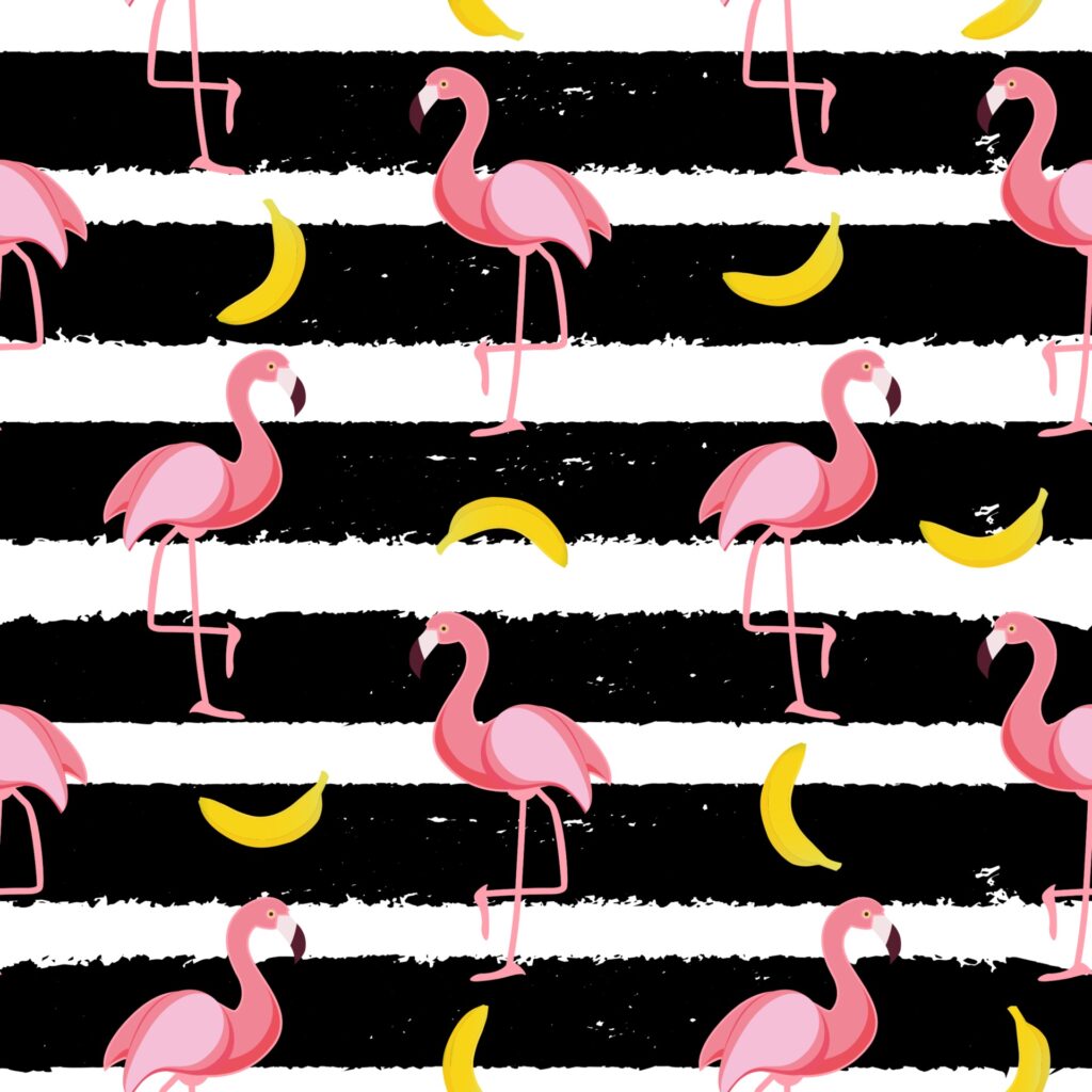 Cute Seamless Flamingo Pattern Vector Illustration Free Vector