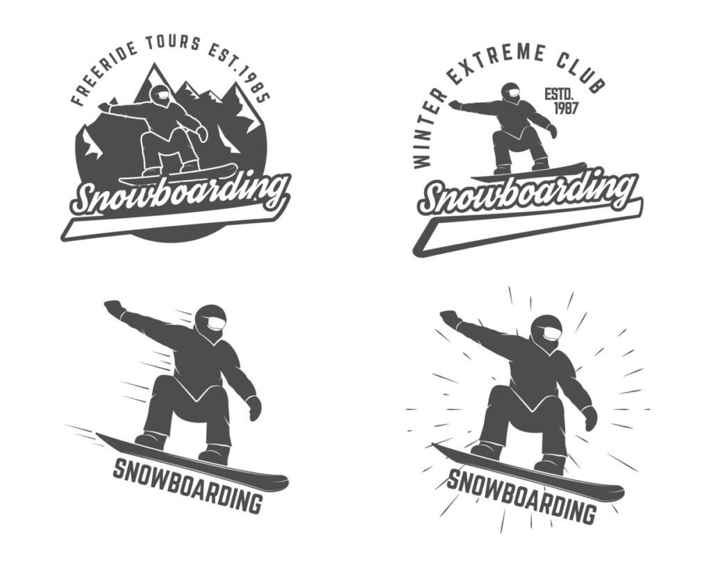 Set of Winter Snowboarding logo, label templates and elements Stock Free